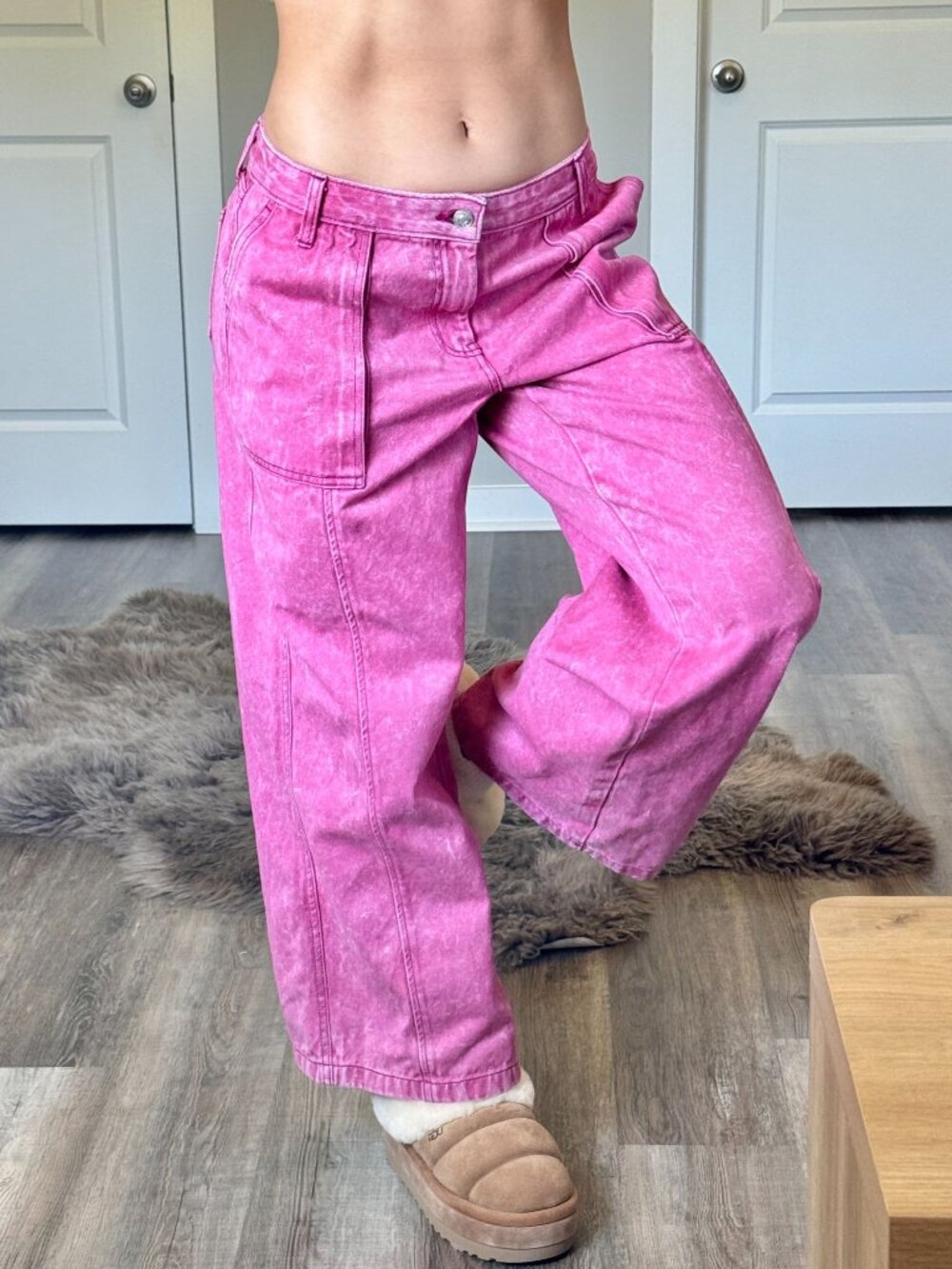 NWT Scoop Slouchy Low Rise Baggy Wide Leg Jeans Womens 6 Pink Stone Wash Skater
